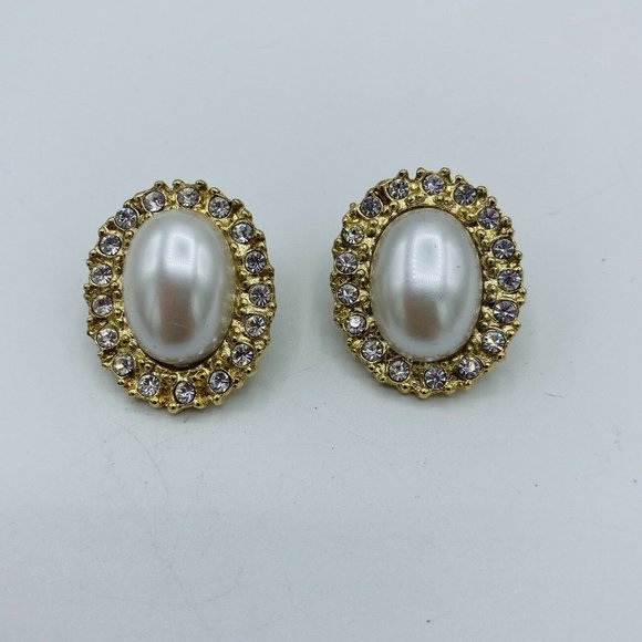 Unbranded Jewelry - Faux Pearl Rhinestone Round Stud Earrings